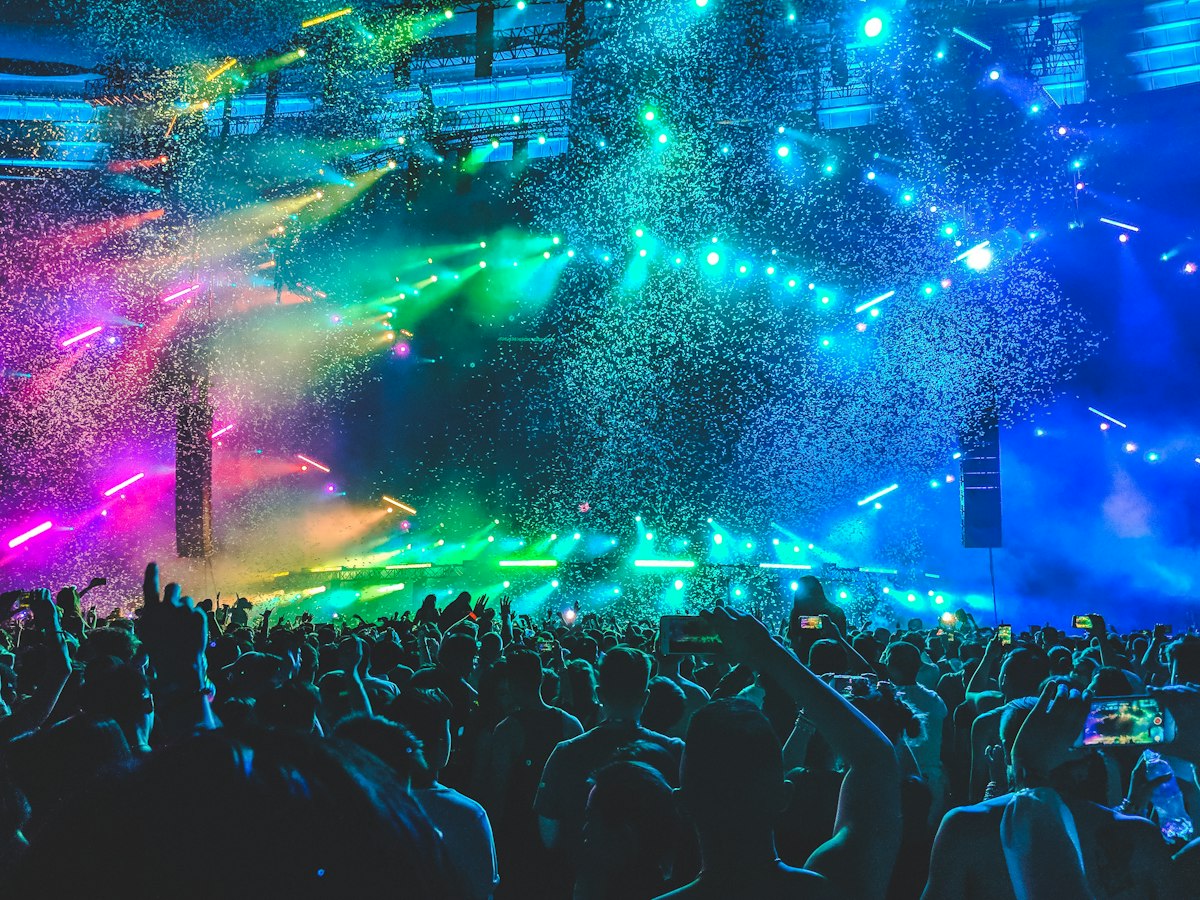 Concert stage with colorful lights