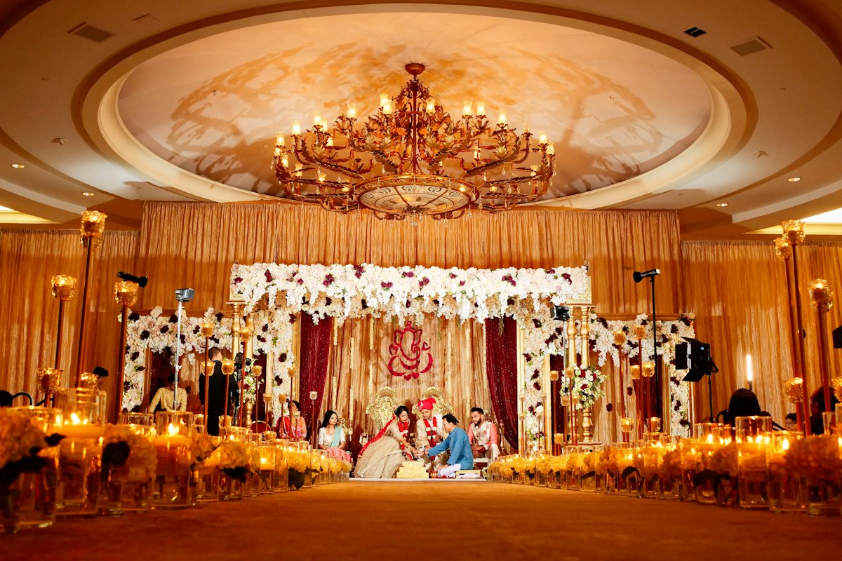 Wedding couple at their celebration