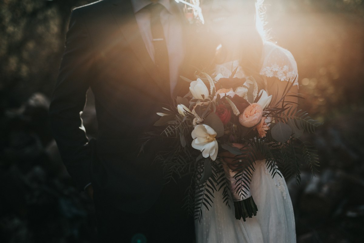 Wedding couple celebrating at their reception